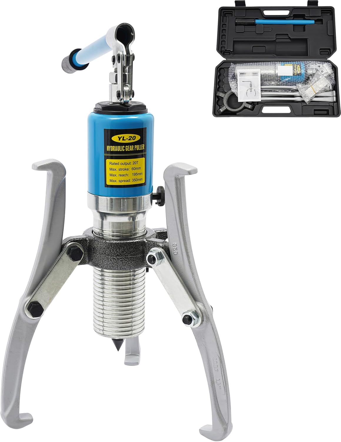 YL-20 Hydraulic Gear Puller Set,20 Ton Capacity Wheel Bearing Puller Kit,2 & 3 Jaws Pulling Separator for Wheel Hubs