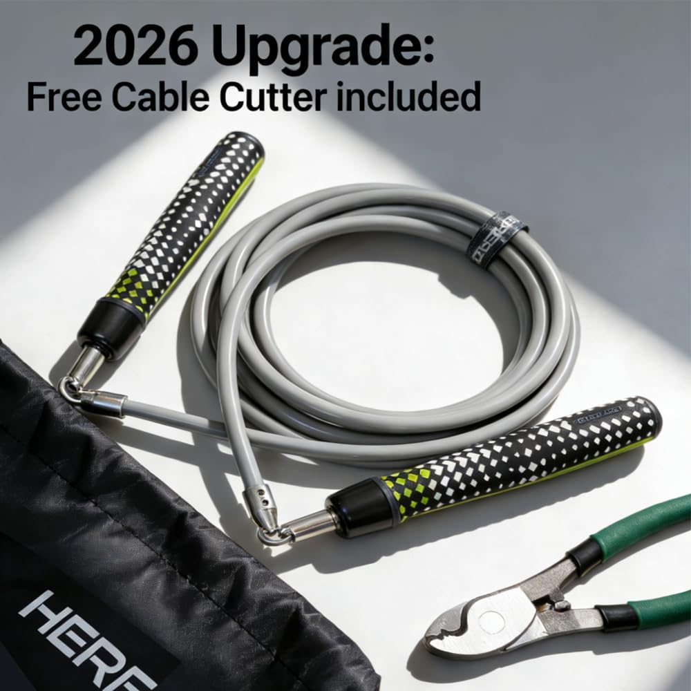 Hererope Weighted Jump Ropes for Men & Women, 1/2 LB Jump Rope Weighted With Ball-bearing, No-Slip Grip, Durable