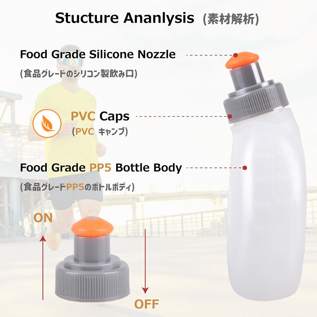 Running Water Bottles Flask BPA Free Leakproof Hydration Vest Packs Waist Belt Replacement for Triathlon Marathon