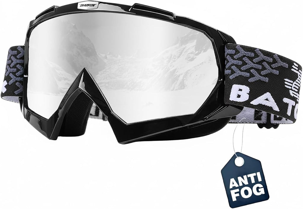Anti Fog Ski Goggles OTG for Adults & Kids, Snowboard Goggles with 100% UV Protection & Anti-Slip Fit for Skiing
