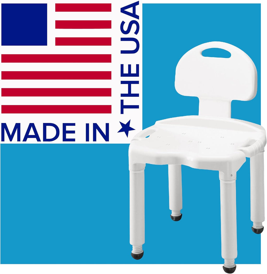 Bath Seat And Shower Chair with Backrest for Seniors, Bath Chair For Elderly, Disabled, Handicap, and Injured