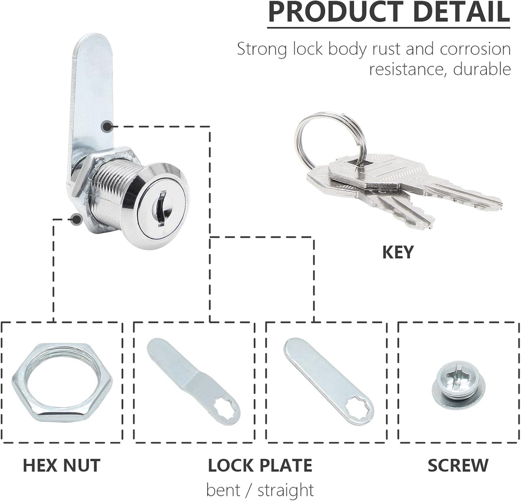 6 Pack Cabinet Cam Locks Keyed Alike, 1" (25mm) Cam Lock Set | Camlock, Tumbler Locks for Cabinets Drawers Mailbox