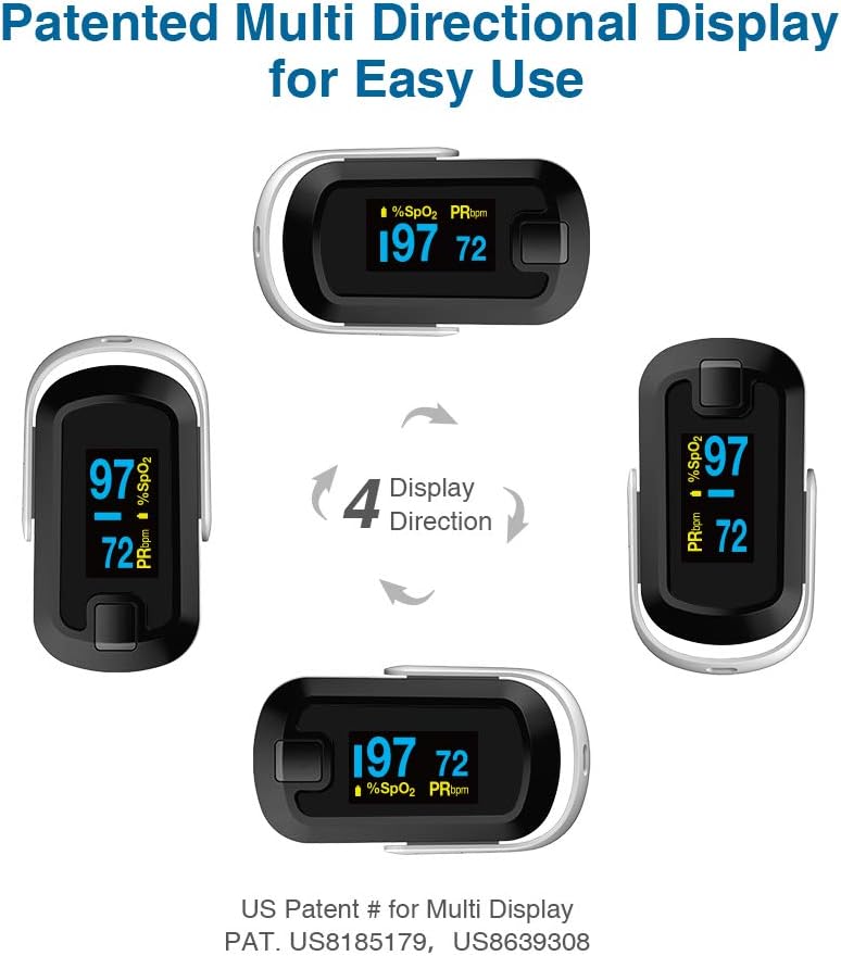 OLED Finger Pulse Oximeter, O2 Meter, Dual Color White/Black