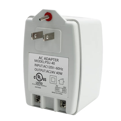 24V 40VA Plug-in AC Transformer Doorbell Power Supply | AUTO-Resetting, PTC Fuse, Compatible with Ring Doorbell and