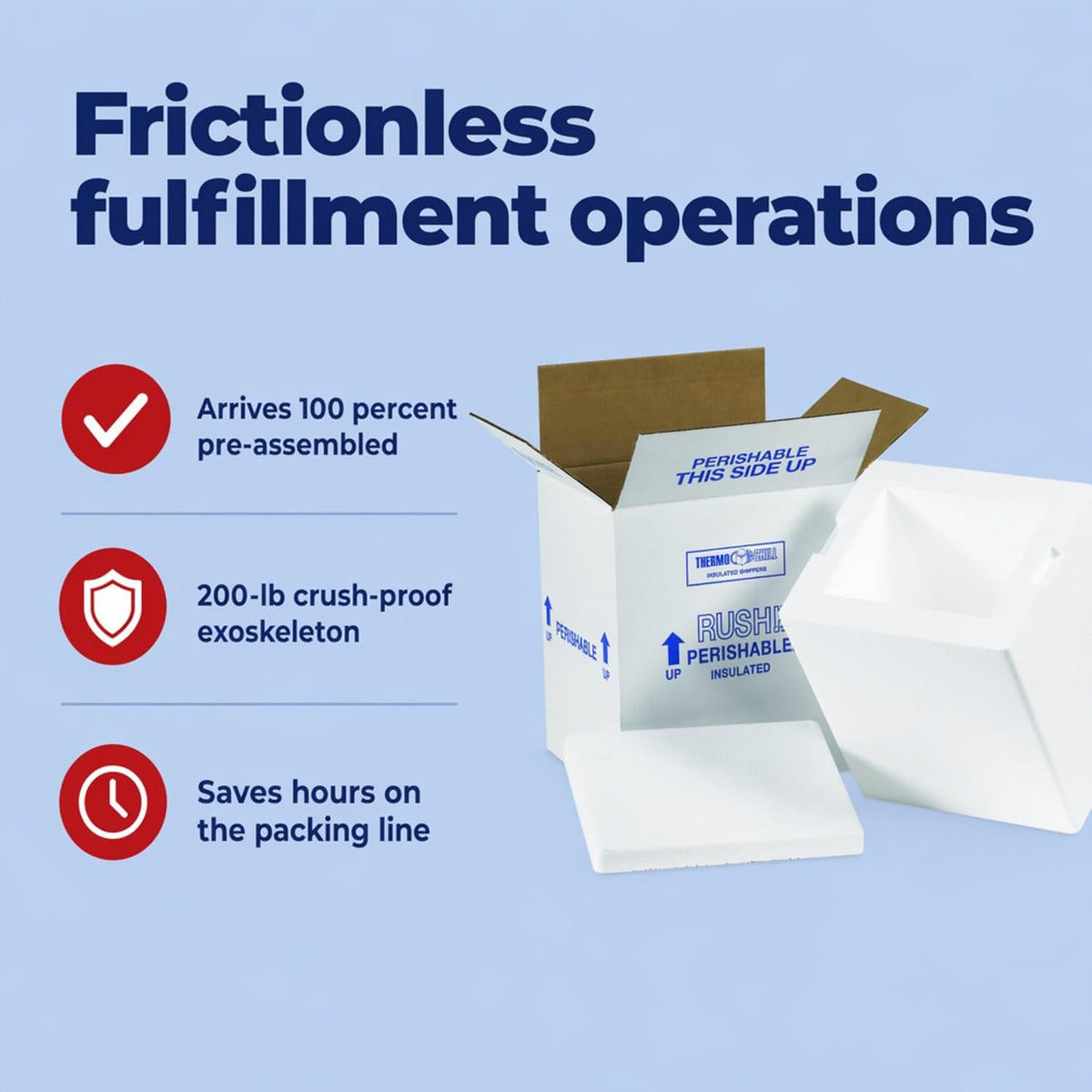 Insulated Shipping Boxes, 8" x 6" x 9", White (8-Pack)