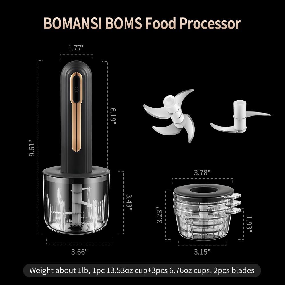 Electric Mini Food Processor, 4-Cup Portable USB Small Food Processor, Garlic Mincer