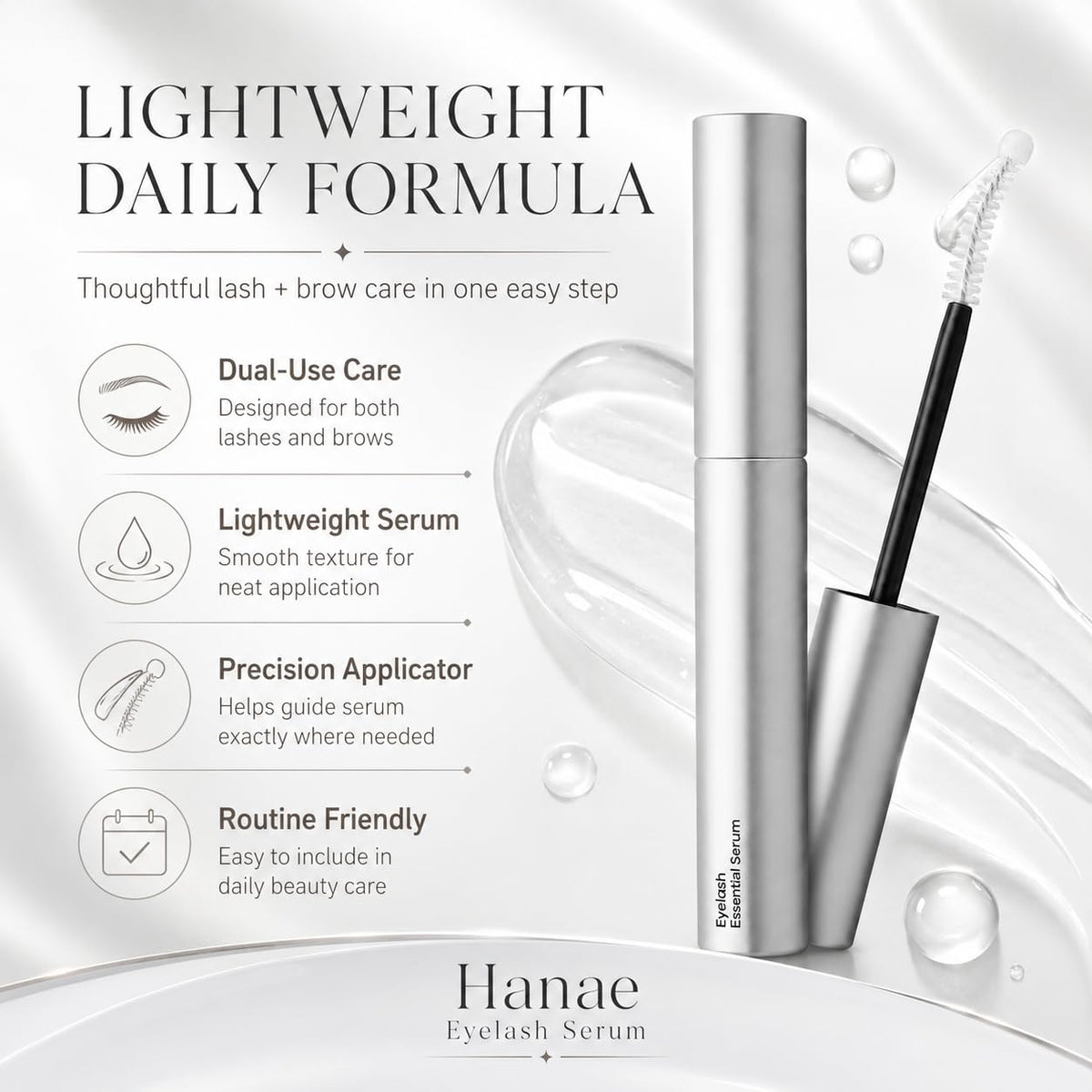 Hanae Eyelash Serum, Lash & Brow Serum for Fuller-Looking Appearance