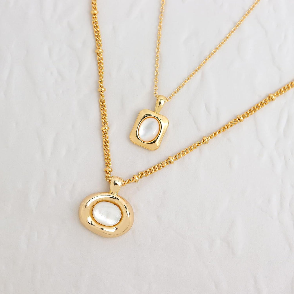Gold Stone Pendant Necklaces for Women, Chunky Gemstone Dangle Necklace Wedding Prom Fashion Jewelry Gift