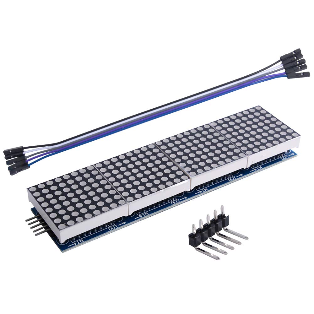 GeeekPi 2Pack MAX7219 8 x 32 Dot Matrix MCU 4 in 1 LED Display Module for Arduino Raspberry Pi (Red)
