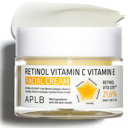 Retinol Vitamin C Vitamin E Facial Cream | RETINOL VITA CEN 21.6% 1.86 FL.OZ/Korean Skincare, Deep hydration