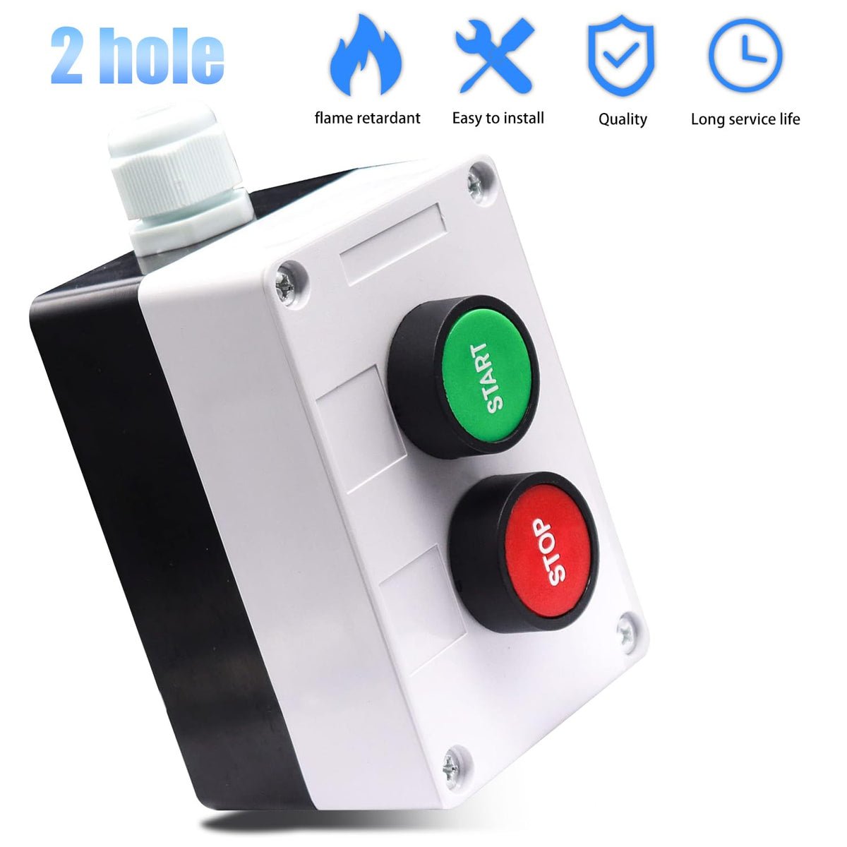 Taiss Momentary Push Button Switch Station Box Start/Stop Red Green Sign NO NC Pushbutton Switches Station AC 660V 10A HB2-Start/Stop-Box