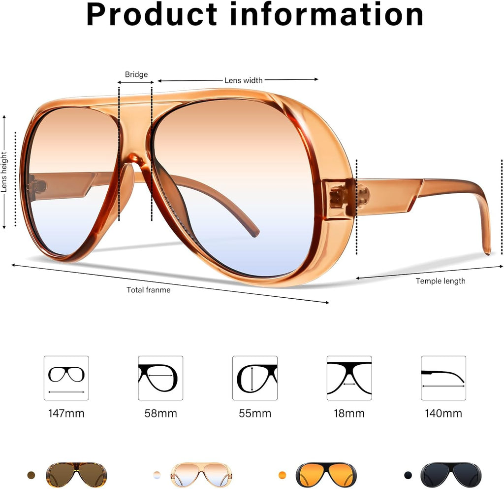 Aviator Sunglasses for Women Retro Oversized Square Sun Glasses for Outdoor Sporting Driving UV400 Protection