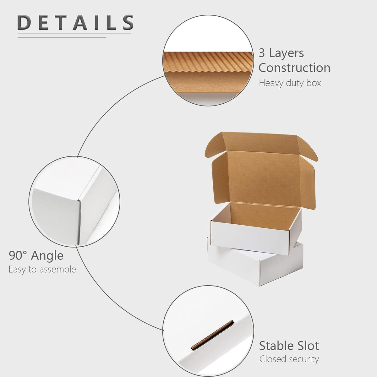 White Shipping Boxes 12x9x4" 20 Pack- Corrugated Cardboard Mailing Box for Small Business, Tab Locking Literature