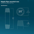 SUPPLYGIANT OQHM3480-4 Steel Nipple Pipe 3/4'' x 8"" Galvanized (Pack of 4), 3/4"" x 8"""