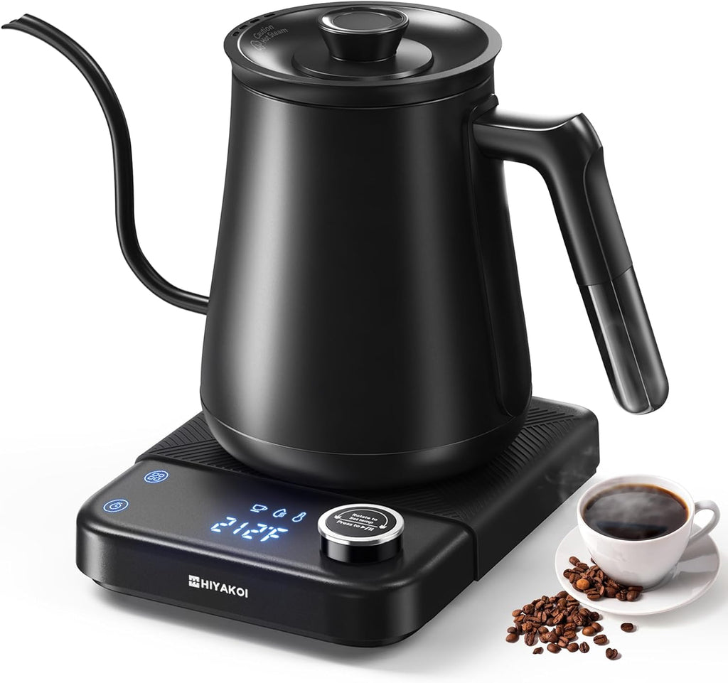 Gooseneck Electric Kettle HIYAKOI with ±1℉ Temperature Control, Pour Over Kettle for Coffee & Tea, 1200W Rapid