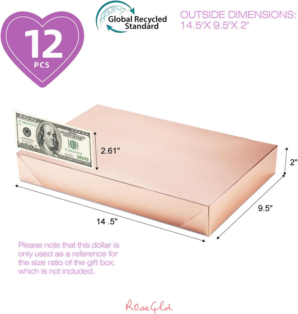 12 Large Gift Boxes with Lids 14.5x9.5x2 Inches, Apparel Gift Boxes