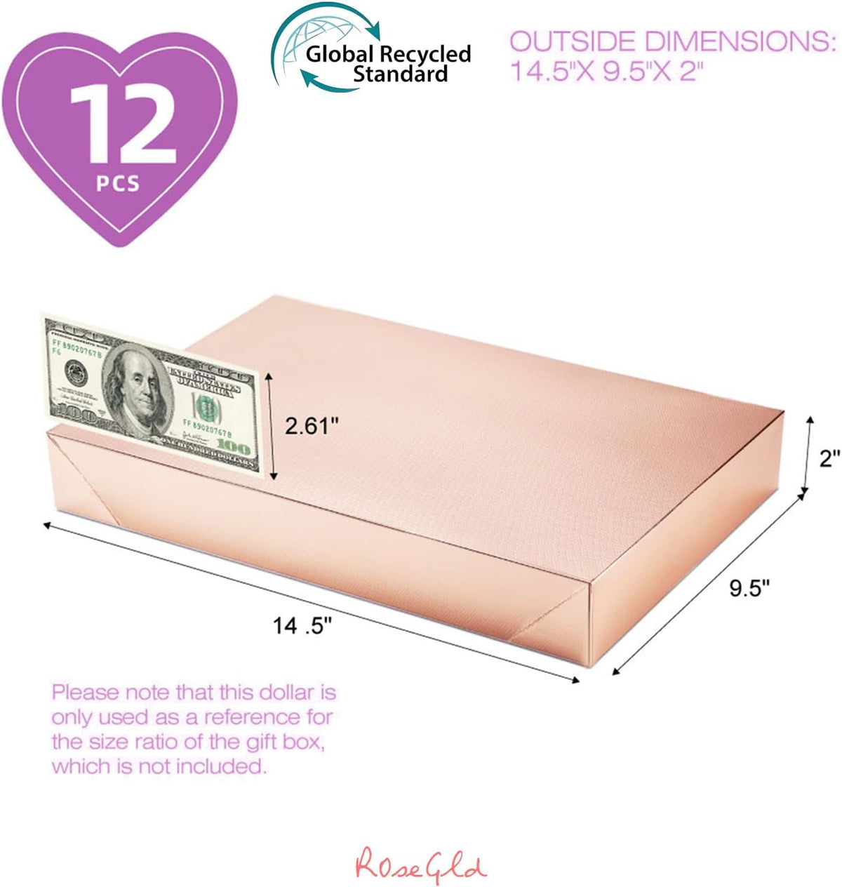 12 Large Gift Boxes with Lids 14.5x9.5x2 Inches, Apparel Gift Boxes
