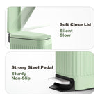 Slim Bathroom Trash Can with Lid Soft Close & Pedal, 1.6Gal, Green