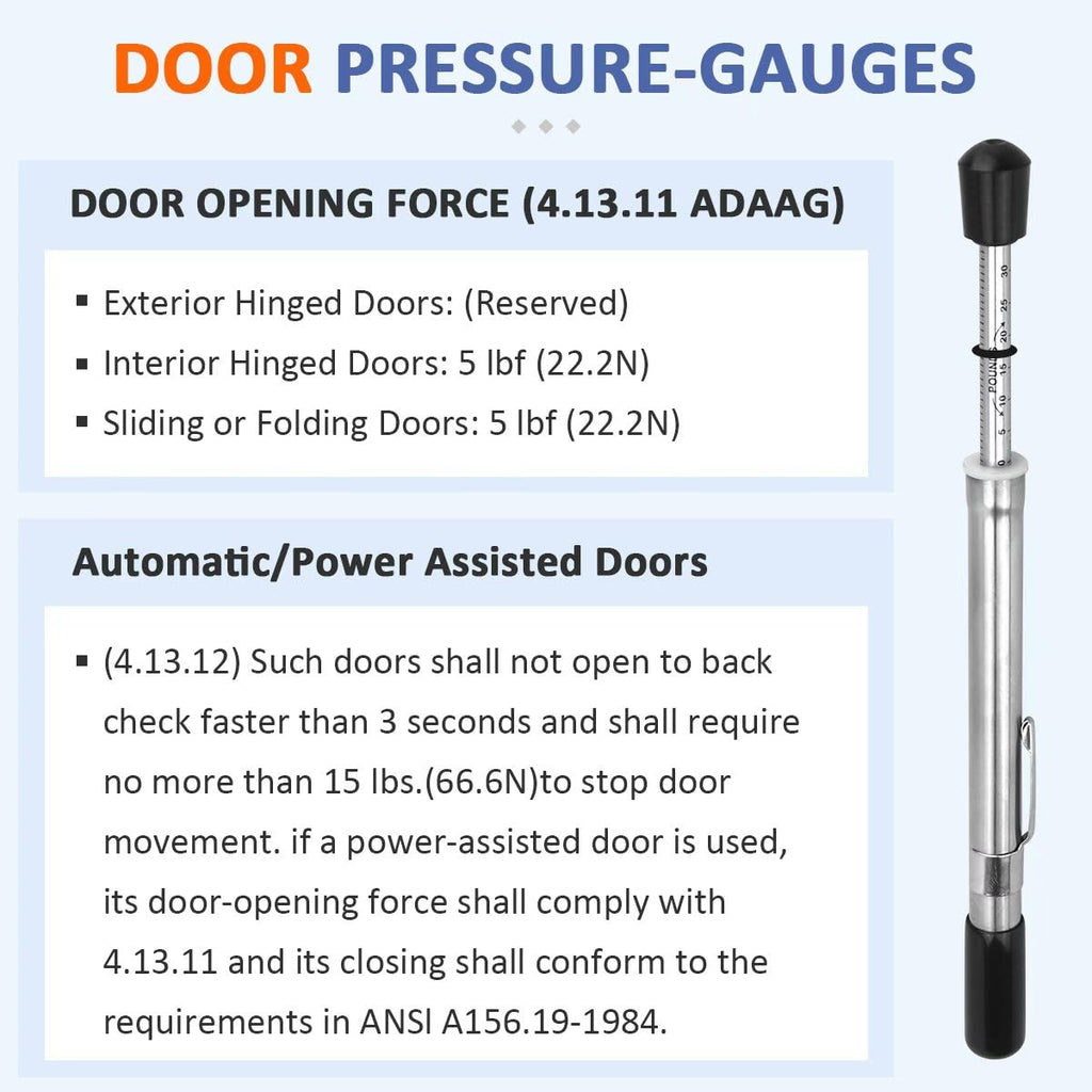 MREEGS Door Pressure Gauge 0-35 Lbs Push-Pull with Plastic Protective Tube