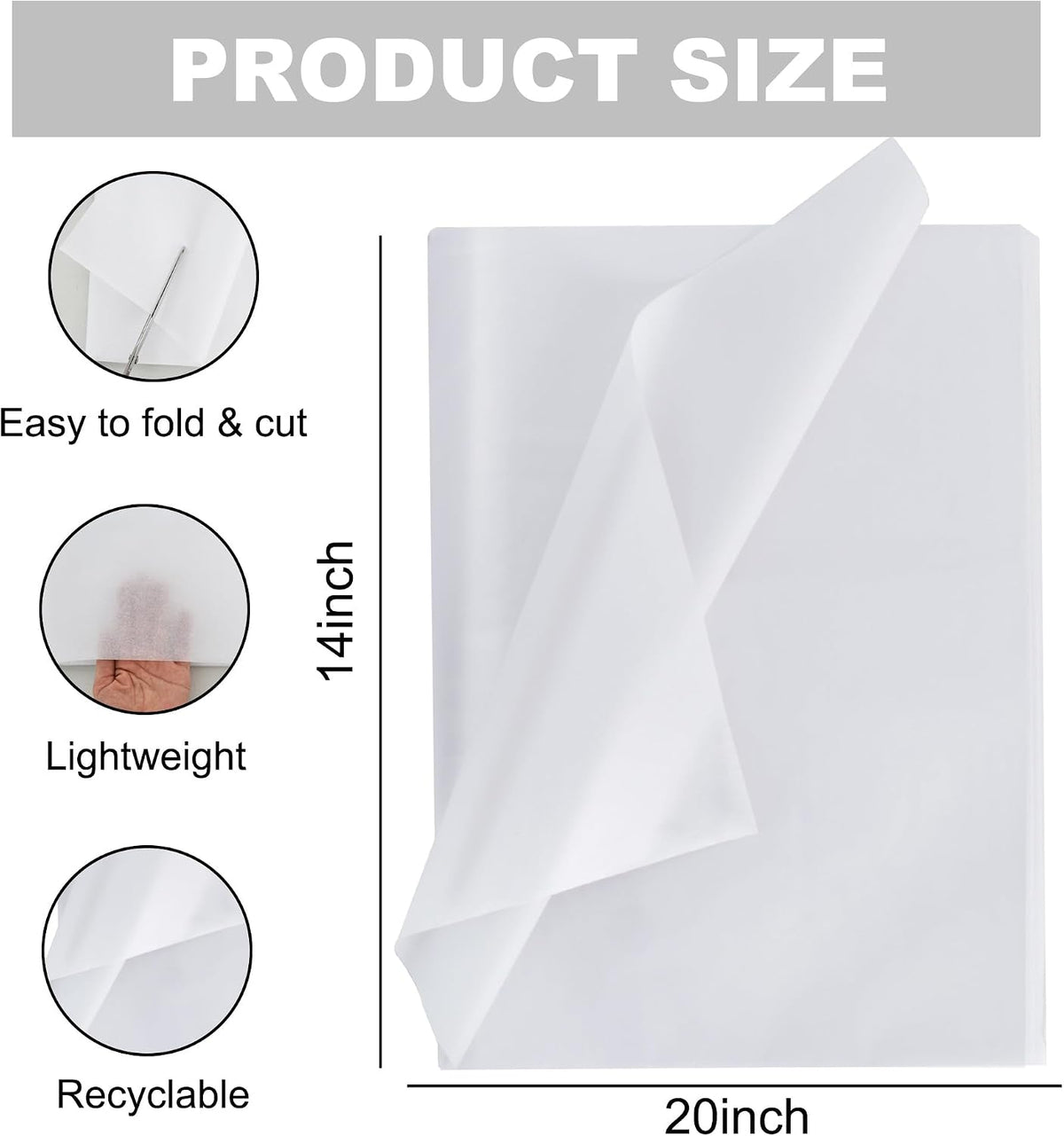 100 Sheets White Tissue Paper Bulk for Gift Wrapping and Gift Bags