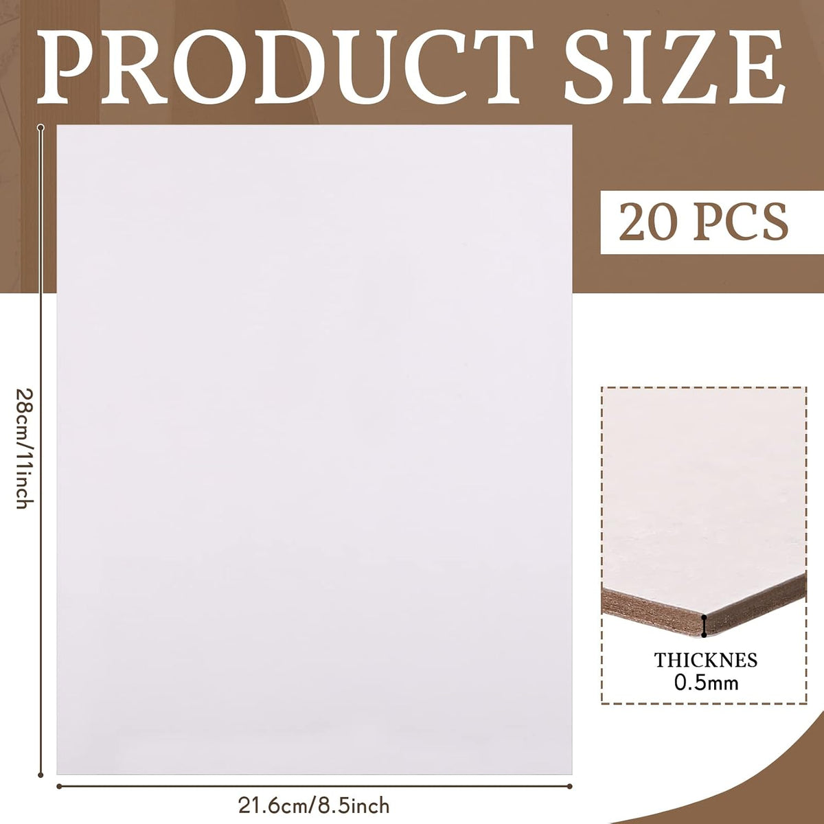20pcs Bookboard, Chipboard for Book Binding, 11 x 8.5''22pt, White