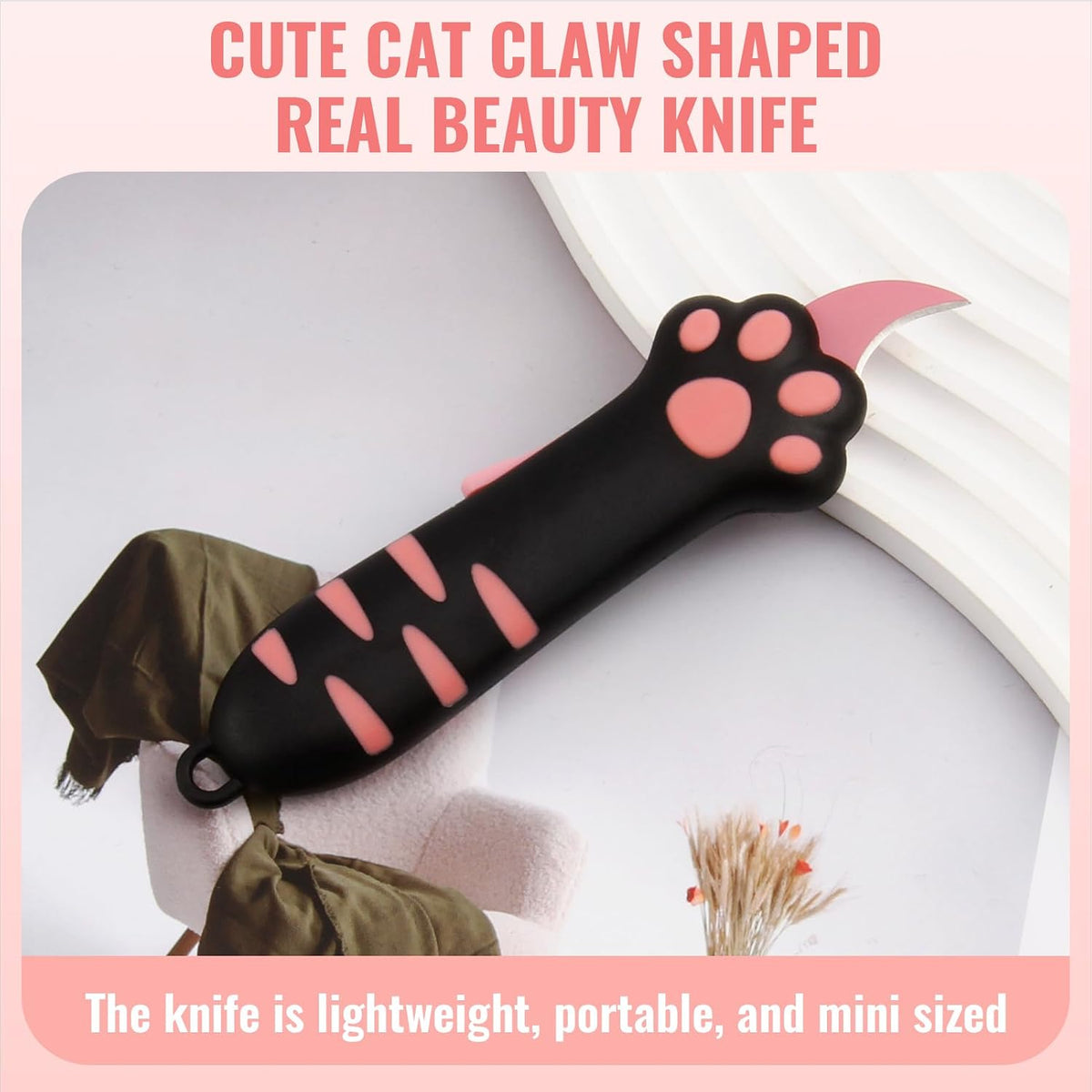 Cat Paw Box Cutter Cute Retractable Cat Box Cutter with Safety Lock