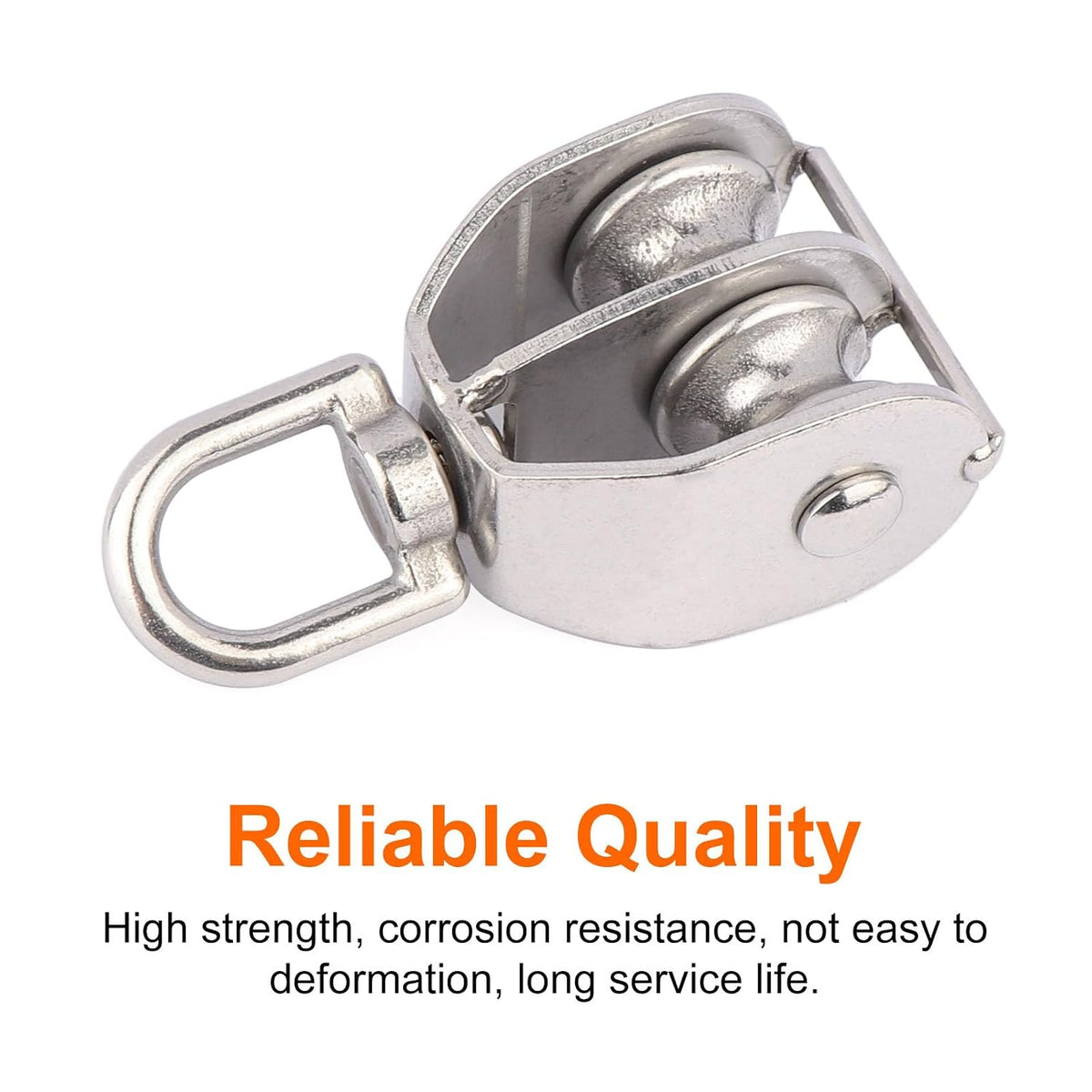 2PCS M25 Double Sheave Pulley Block 304 Stainless Steel Lifting Crane Swivel Hook