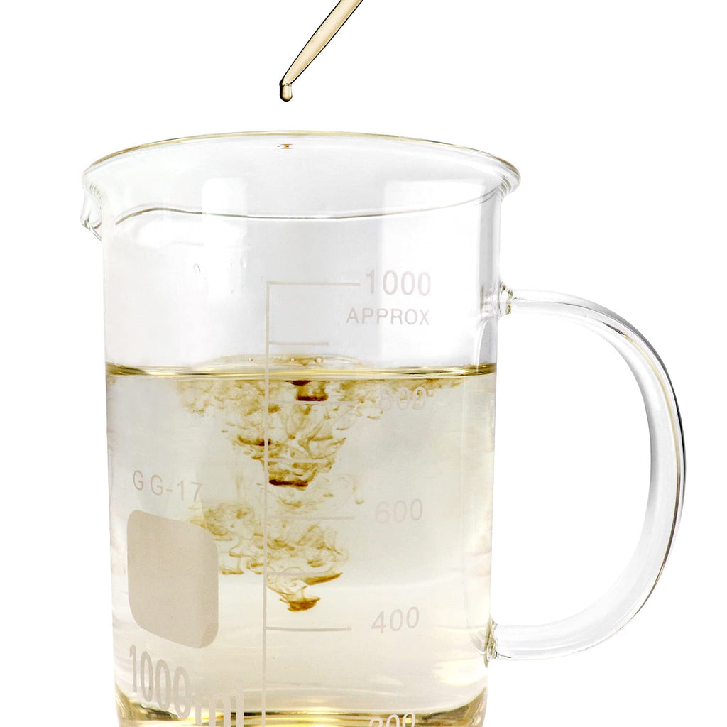 Beaker with Handle, 1000ml/33.81oz Measuring Cup, Borosilicate Glass,Beaker Mug with Pouring Spout