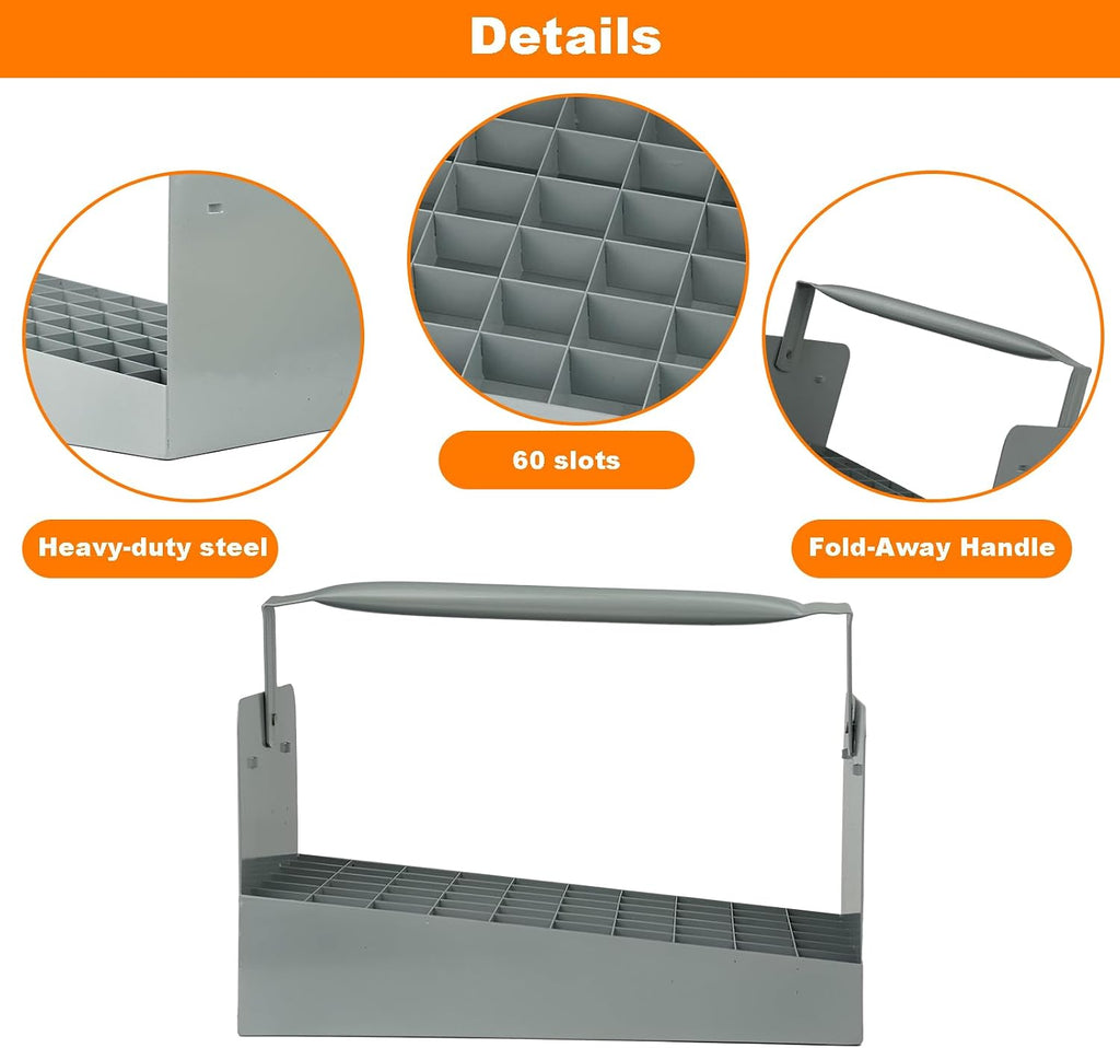 Steel Nipple Caddy, 60-Slot 3/4" Pipe Nipple Storage Tray