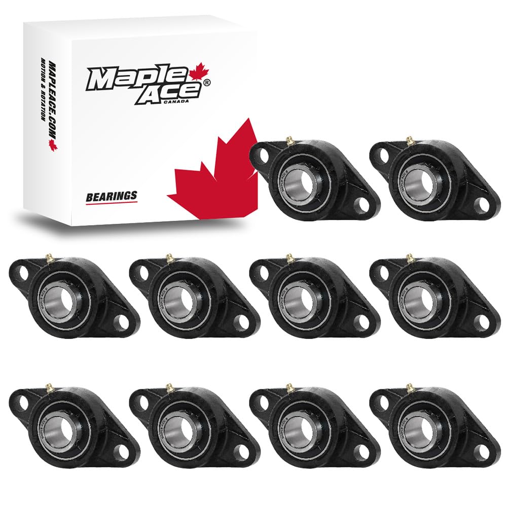 MAPLE ACE UCFL201-8 Flange Bearing 1/2" Bore, Oval 2-Bolt Self-Aligning, Solid Base, Heavy Duty (Qty 10)