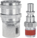 Air Coupler and Plug Kit, 1-pc 1/4'' FNPT ARO Style Coupler&1-pc 1/4'' MNPT ARO Style Air Plug with Sealant, Air Compressor Accessories Kit