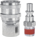 Air Coupler and Plug Kit, 1-pc 1/4'' FNPT ARO Style Coupler&1-pc 1/4'' MNPT ARO Style Air Plug with Sealant, Air Compressor Accessories Kit
