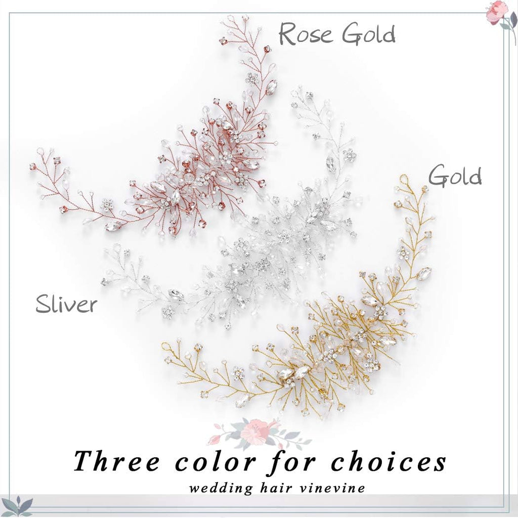 Bride Flower Wedding Hair Vine Crystal Bridal Hair Piece Rhinestone Party Hair Accessories Leaf Hair Jewelry Bead