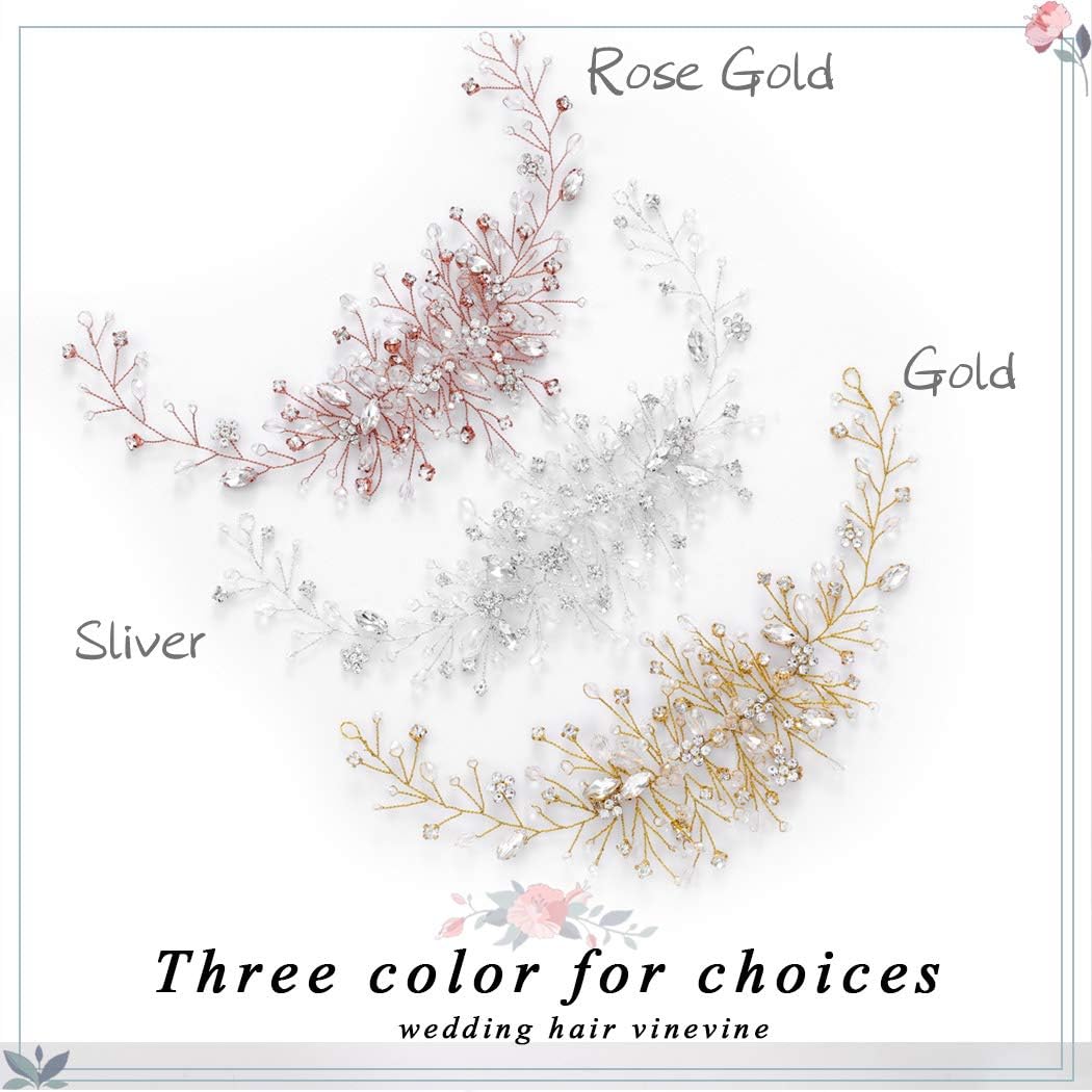 Bride Flower Wedding Hair Vine Crystal Bridal Hair Piece Rhinestone Party Hair Accessories Leaf Hair Jewelry Bead