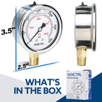 SENCTRL 3000 Psi Glycerin Liquid Filled Hydraulic Pressure Gauge