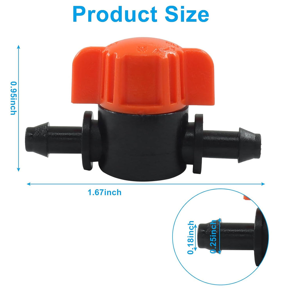 20 Pcs 1/4 Inch Drip Irrigation Shut Off Valves
