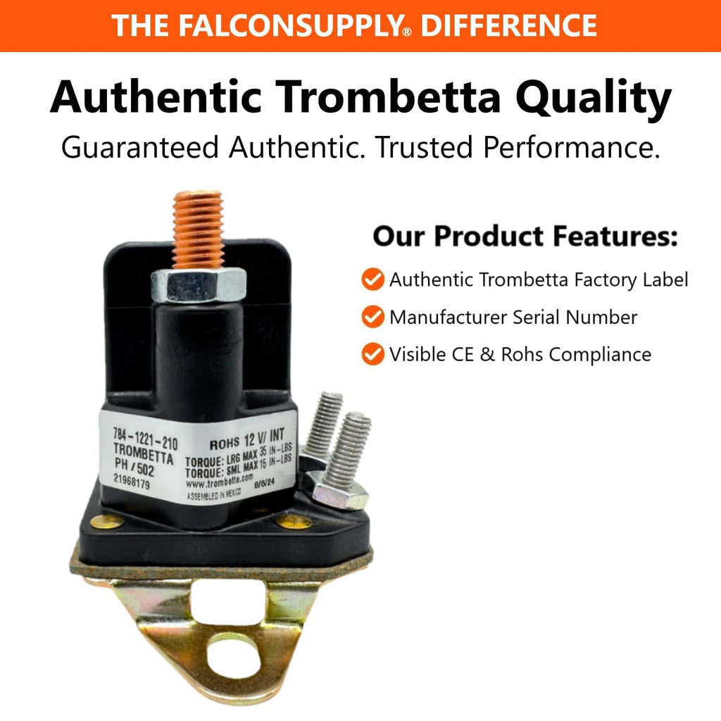 Genuine OEM Trombetta 784-1221-210 12V Starter Solenoid Kit for Toro TimeCutter 117-1197 Fits SS5000 Z4200 SS4225 SS4235 Replaces Exmark Zero Turn Riding Lawn Mower Parts & Accessories