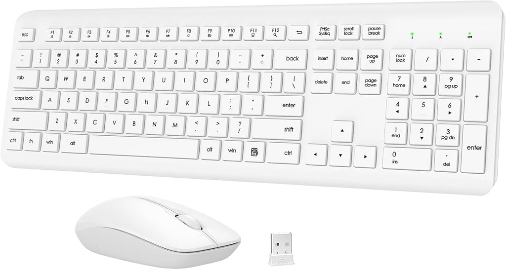 Wireless Keyboard and Mouse Combo, Full-Size Silent Ergonomic Keyboard and Optical Mouse, Long Battery Life, 2.4GHz