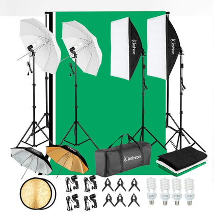 800W 5500K Umbrellas Softbox Continuous Lighting Kit with Backdrop Support System for Photo Studio Product, Portrait