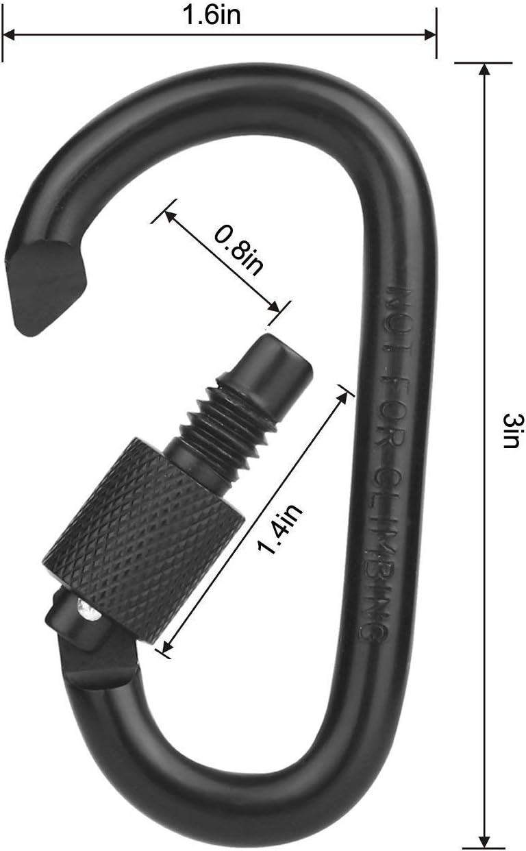 Locking Carabiner Clip, Vonpri 3 Inch D Ring Clips Spring Snap Key Chain Hook Screw Gate Aluminum Carabiners for