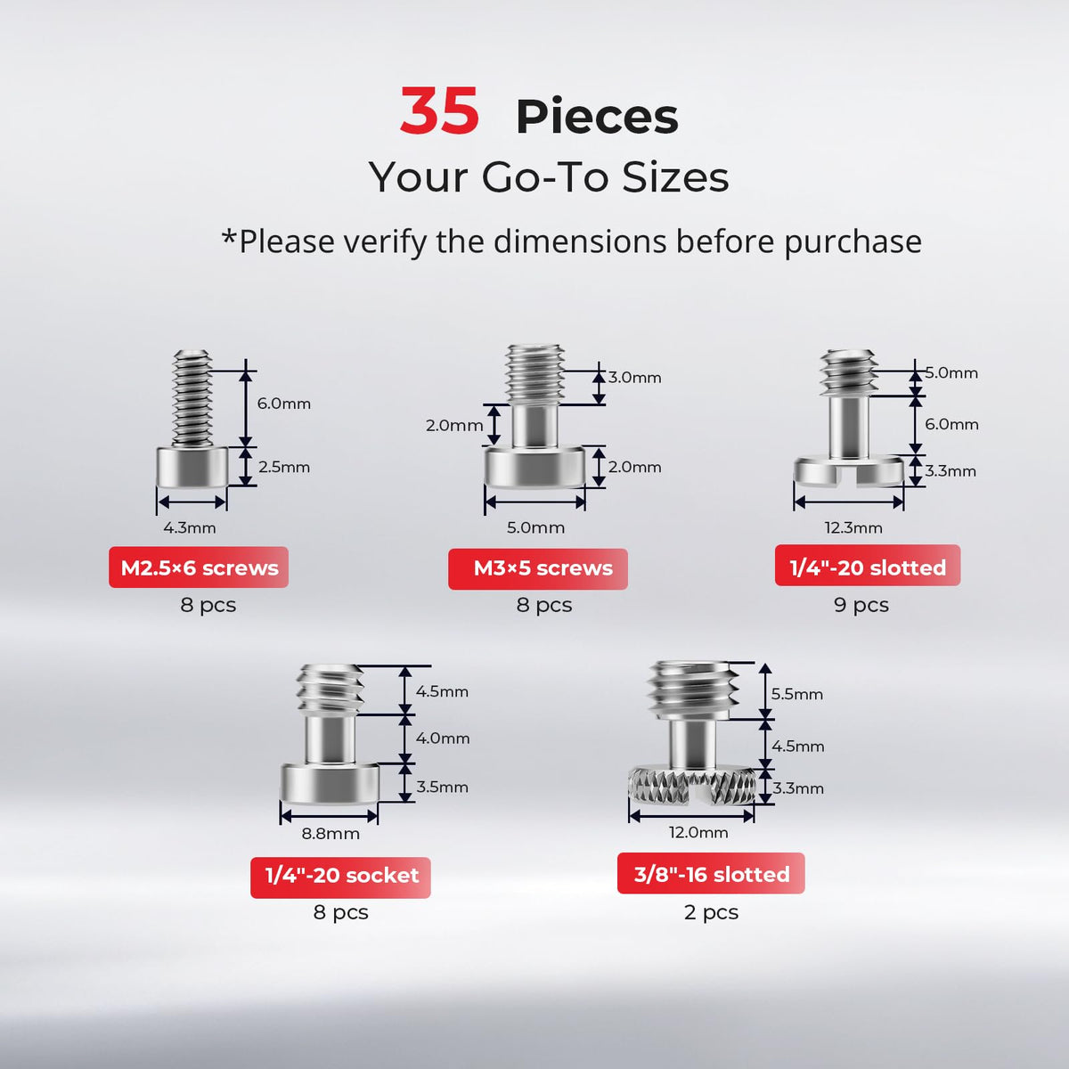 35-Piece Stainless Steel Camera Screws Screw Set with Case- 6389