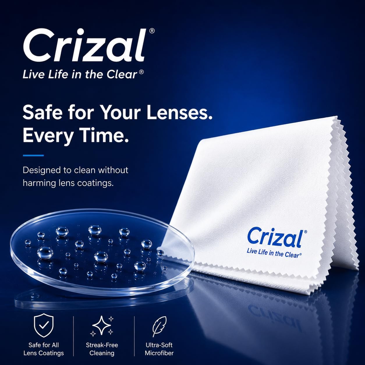 Microfiber Eyeglass Cleaning Cloth – Finest Microfiber Cloth Available | Designed & Tested by CRIZAL | Developed