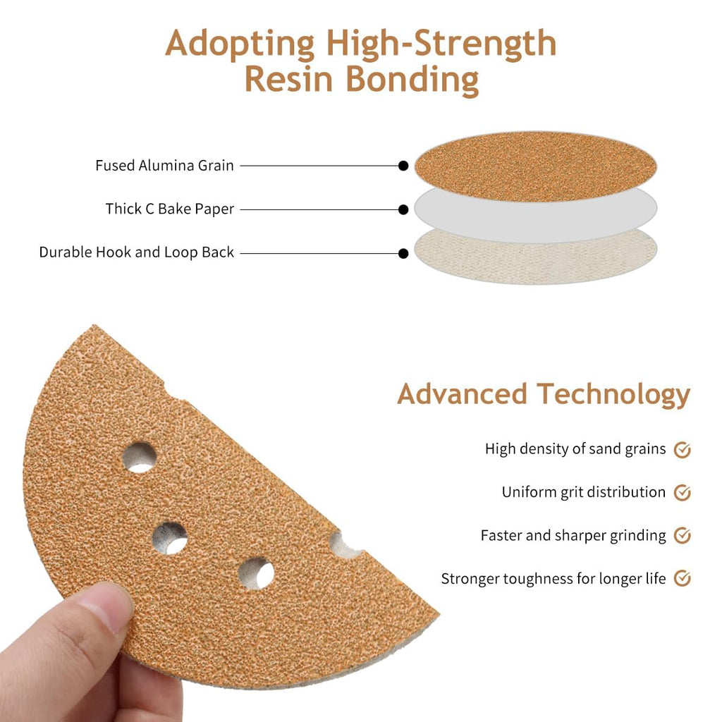 SUPBICCO 50 PCS 400 Grit 5 Inch 8 Hole Hook and Loop Sanding Discs