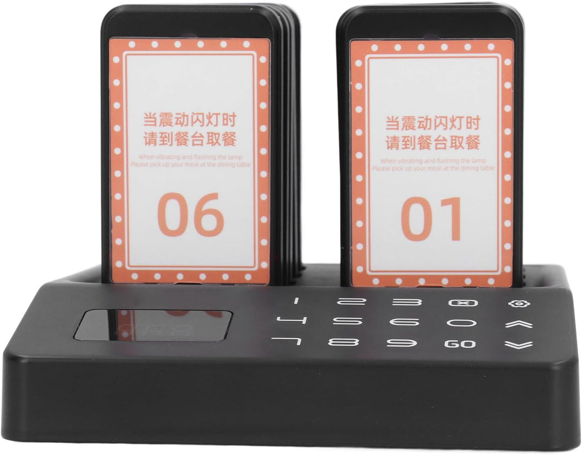 1000m Stable Signal, Moderate Vibration Strength, 1 Base 10 Guest Pagers Wireless Calling System, Simple Operation