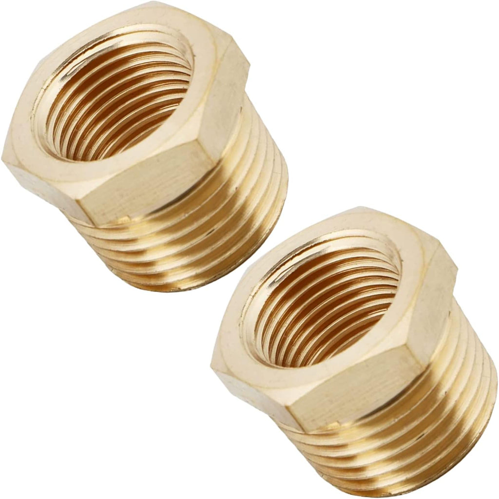 2PCS 1/2" x 1/4" Brass Reducer Hex Bushing by CX WONDERLAND