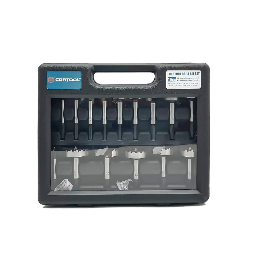 Forstner Bit Set 16Pcs Hex Shank, Wood Drill Bits Set with Multi Sided Shank
