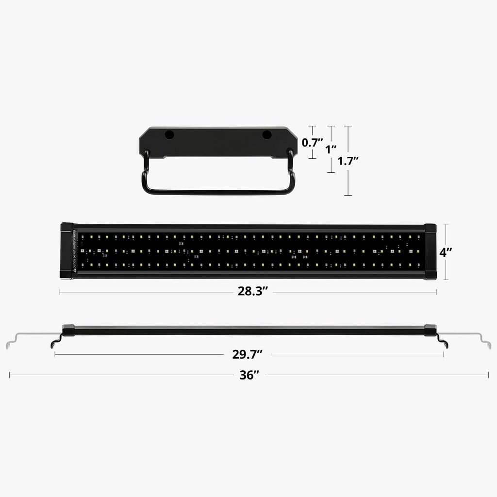 32W Saltwater Aquarium Light, Marine LED Reef Light for Corals, Programmable Timer Controller, 30 to 36-Inch