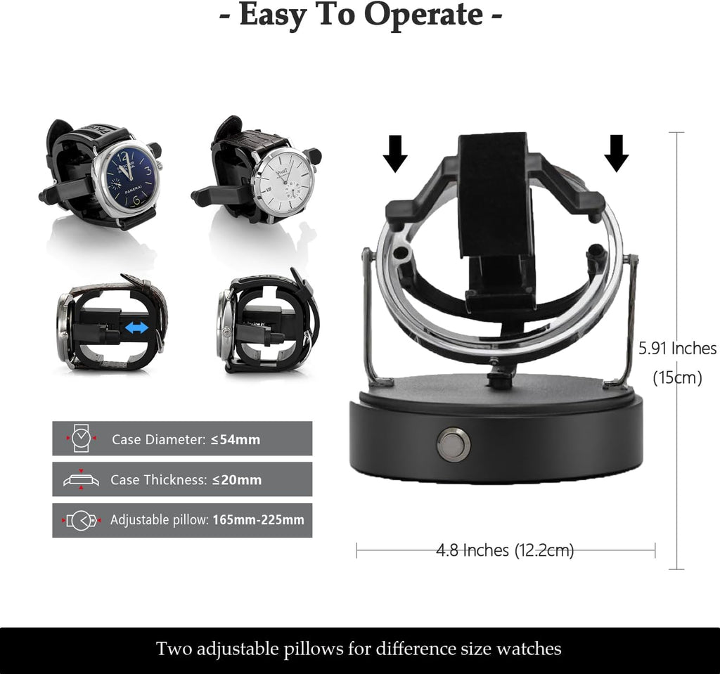 Orbit Single Watch Winder for Mechanical Watch Quiet Motor Fit Lady Man for Rolex and Most