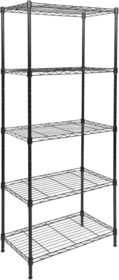 5 Tier Shelving Unit, Adjustable Storage Shelves with Wheels, Wire Shelving, 400 lbs Capacity per Shelf, Max 2000 lbs