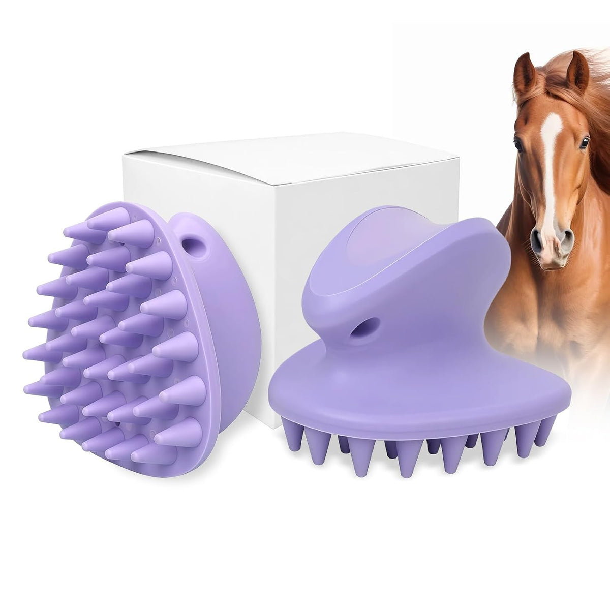 Purple Horse Curry Comb Horse Brush for Shedding&Bathing&Massage